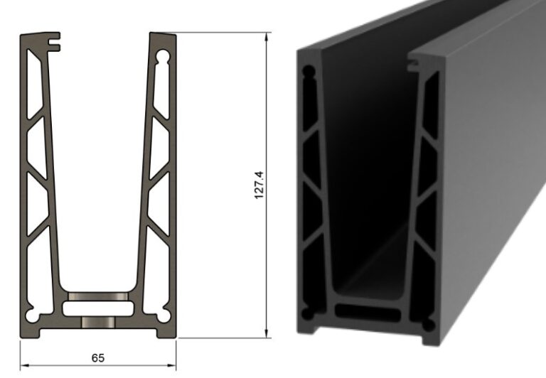 Golvprofil i svartlackerad aluminium till stolpfritt glasräcke