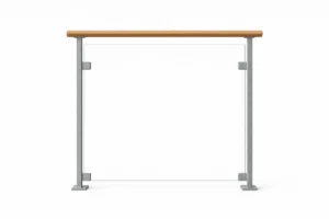 Glasräcke med varmgalvade stolpar