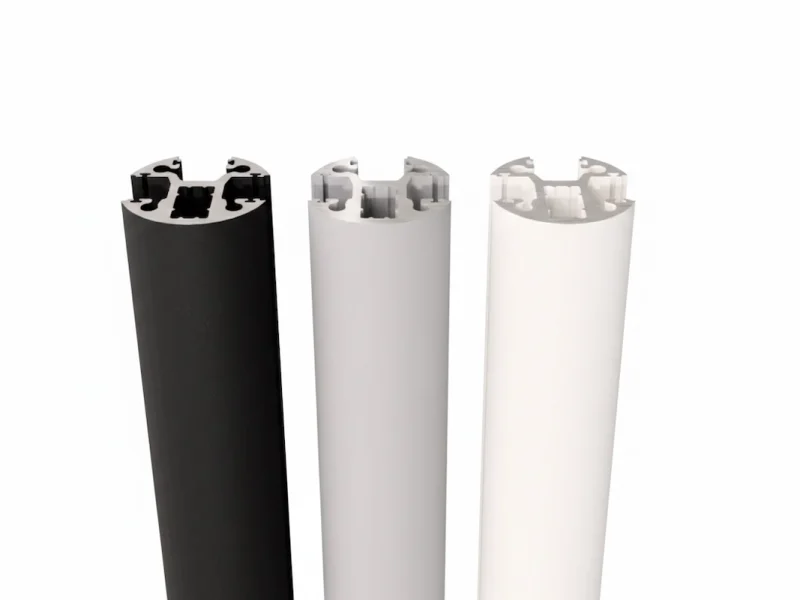 Glasräcke runda aluminiumstolpar