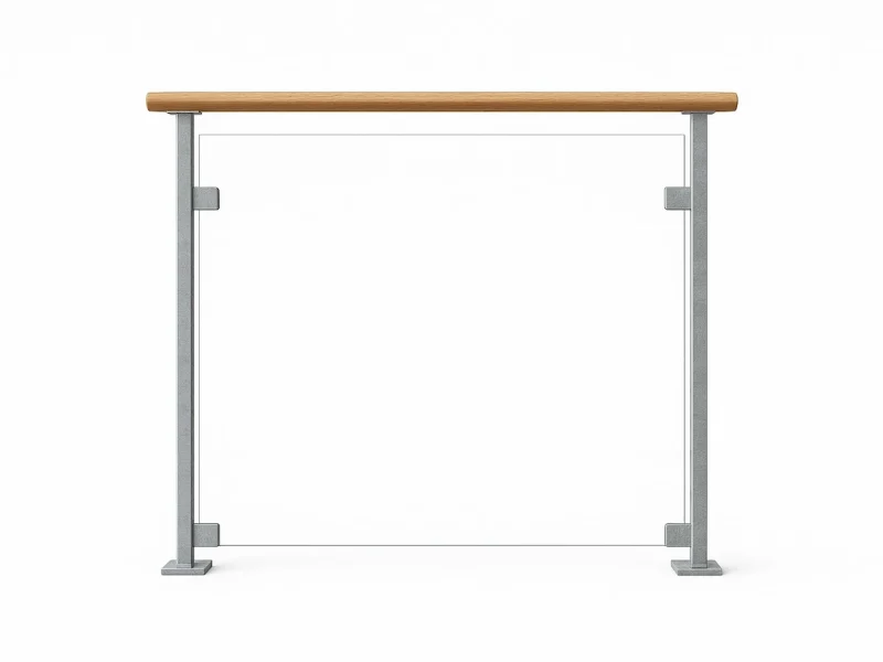 Glasräcke med varmgalvade stolpar